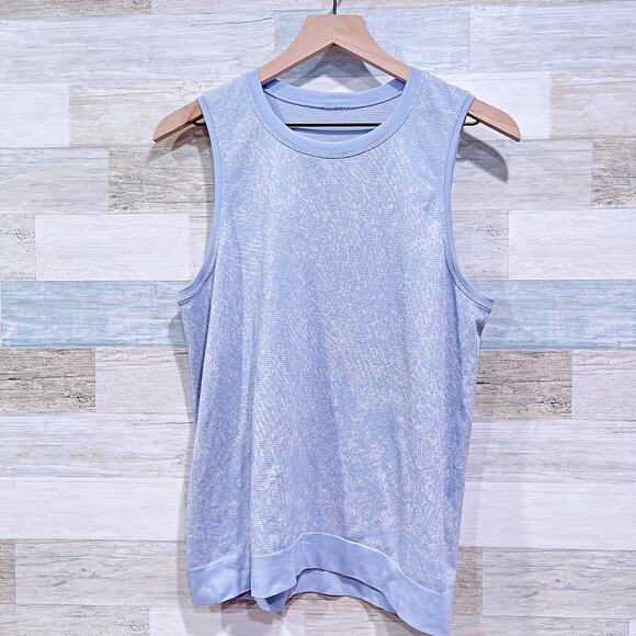 Lululemon Seamless Swiftly Breathe Muscle Tank Blue White Floral Womens 6 Small - Picture 1 of 6